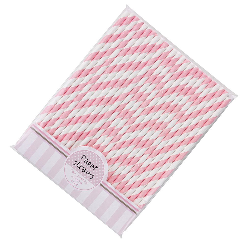 Paper Straw Color - 30 Canudos de Papel Ecológicos Listrados