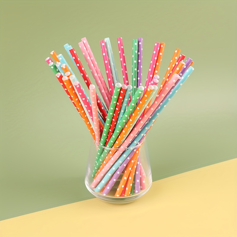 Paper Straw Color - 100 canudos de papel descartáveis coloridos