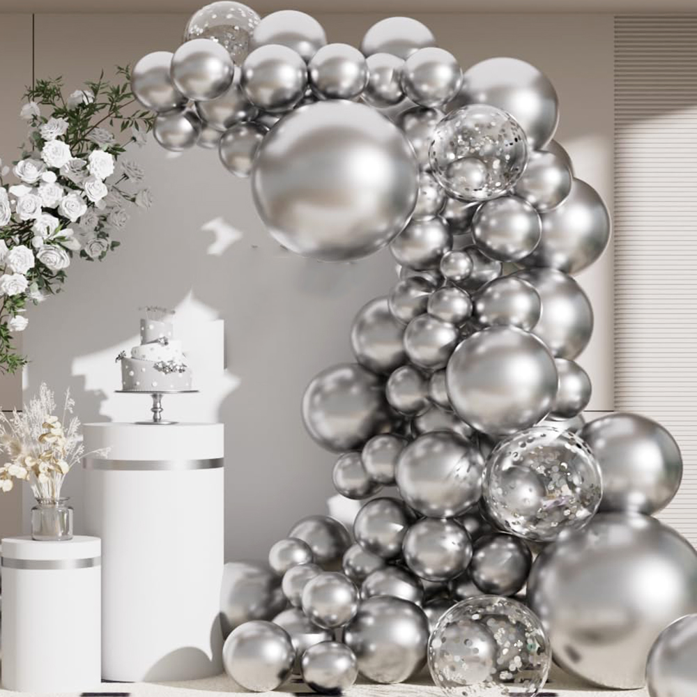 Balloon Arch Kit - 68 pçs metálico prata balões guirlanda