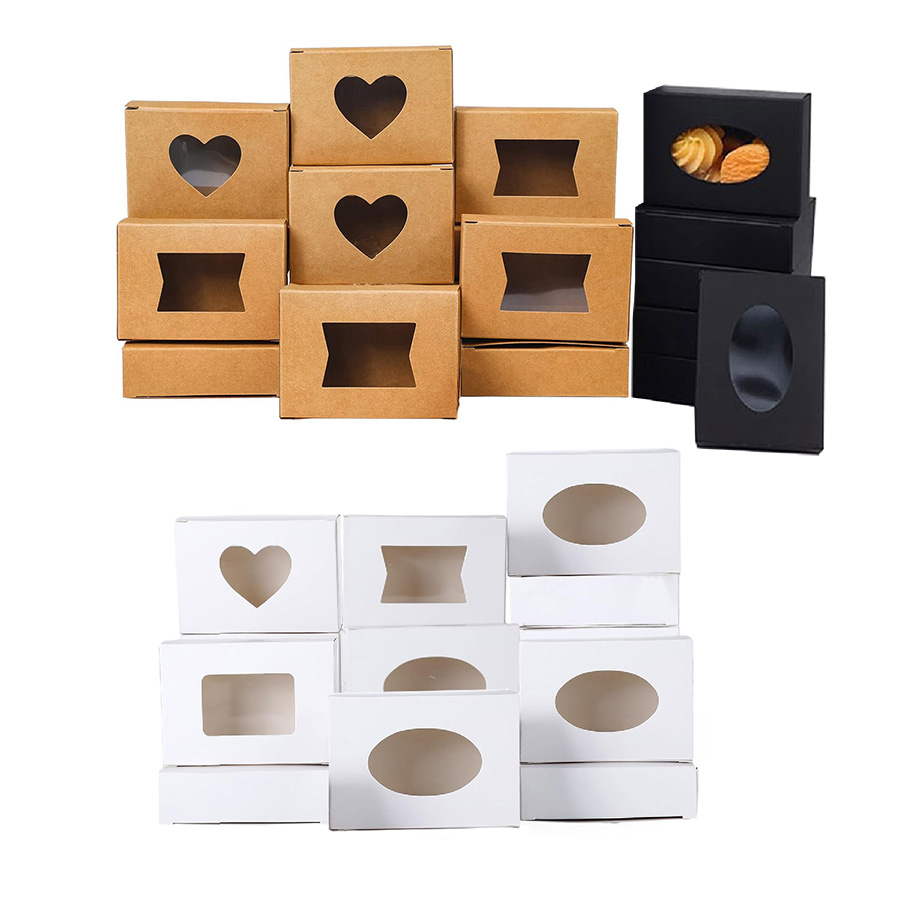 Event Party Box - Caixas retangulares pequenas de papel kraft,