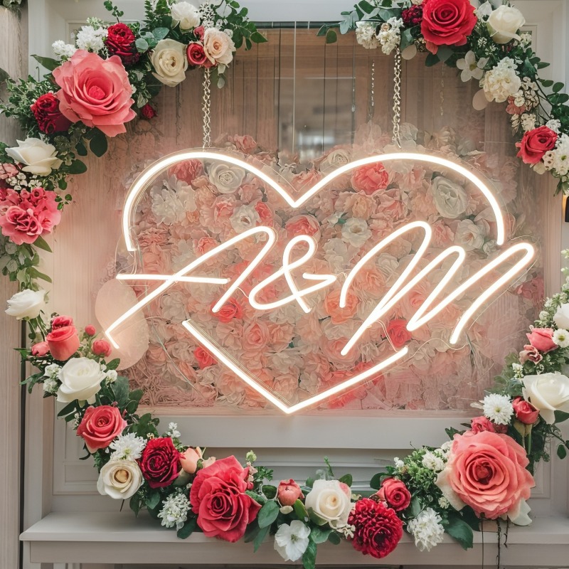 Iniciais personalizadas coraçã - Neon Sign Party avaliação e preço