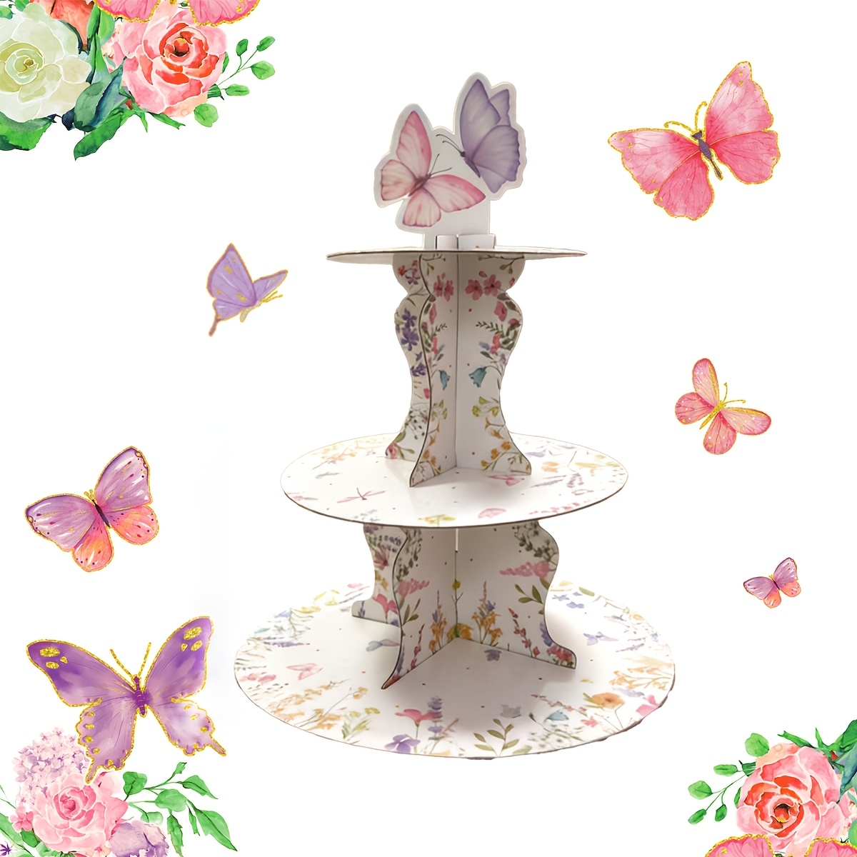 Suporte de Bolo Borboleta e Fl - Cupcake Stand Tier avaliação e preço