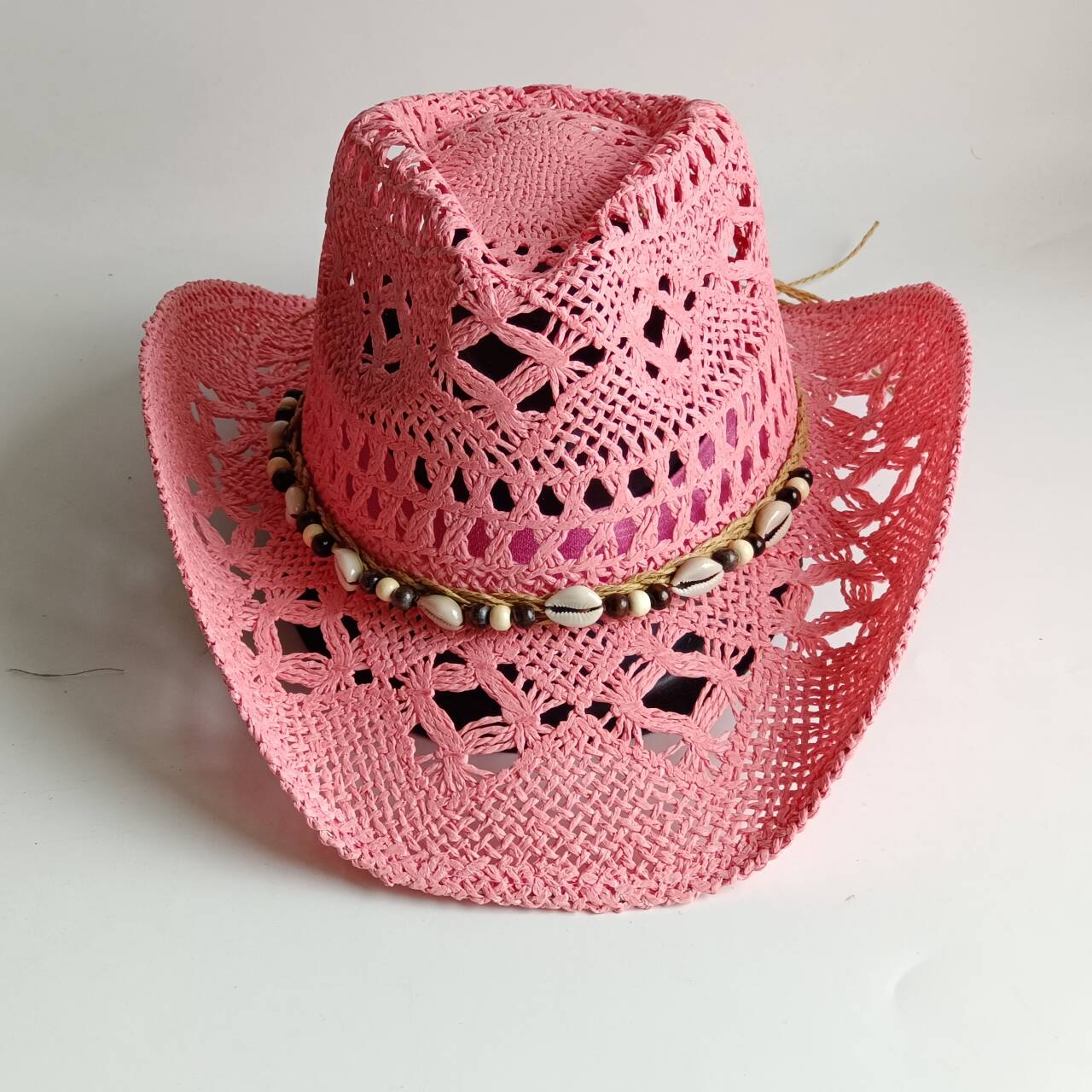 Chapéu de palha rosa estilo co - Paper Straw Color avaliação e preço